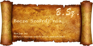 Becze Szofrónia névjegykártya
